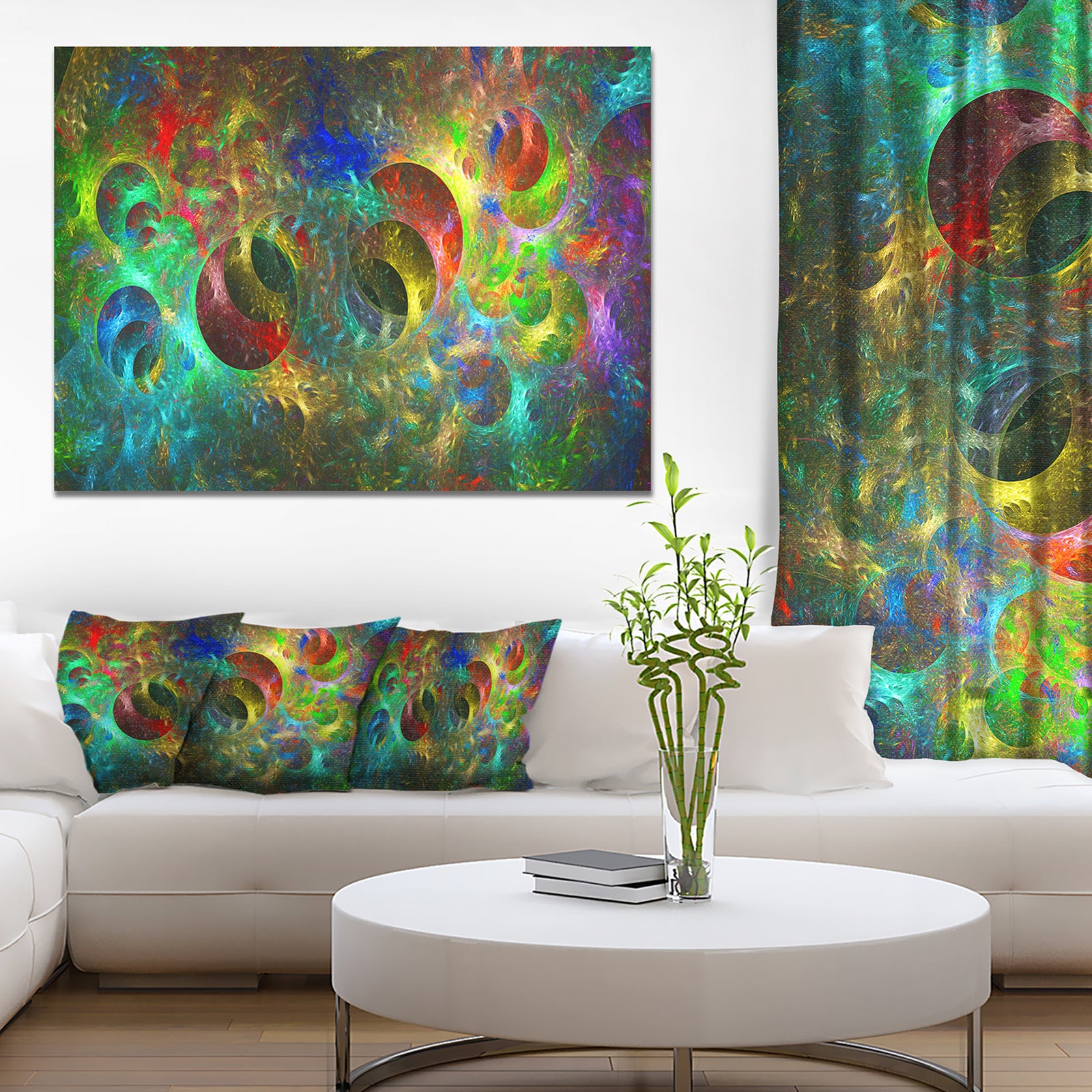 Multi-Color Glowing Circles - Abstract Artwork on Canvas