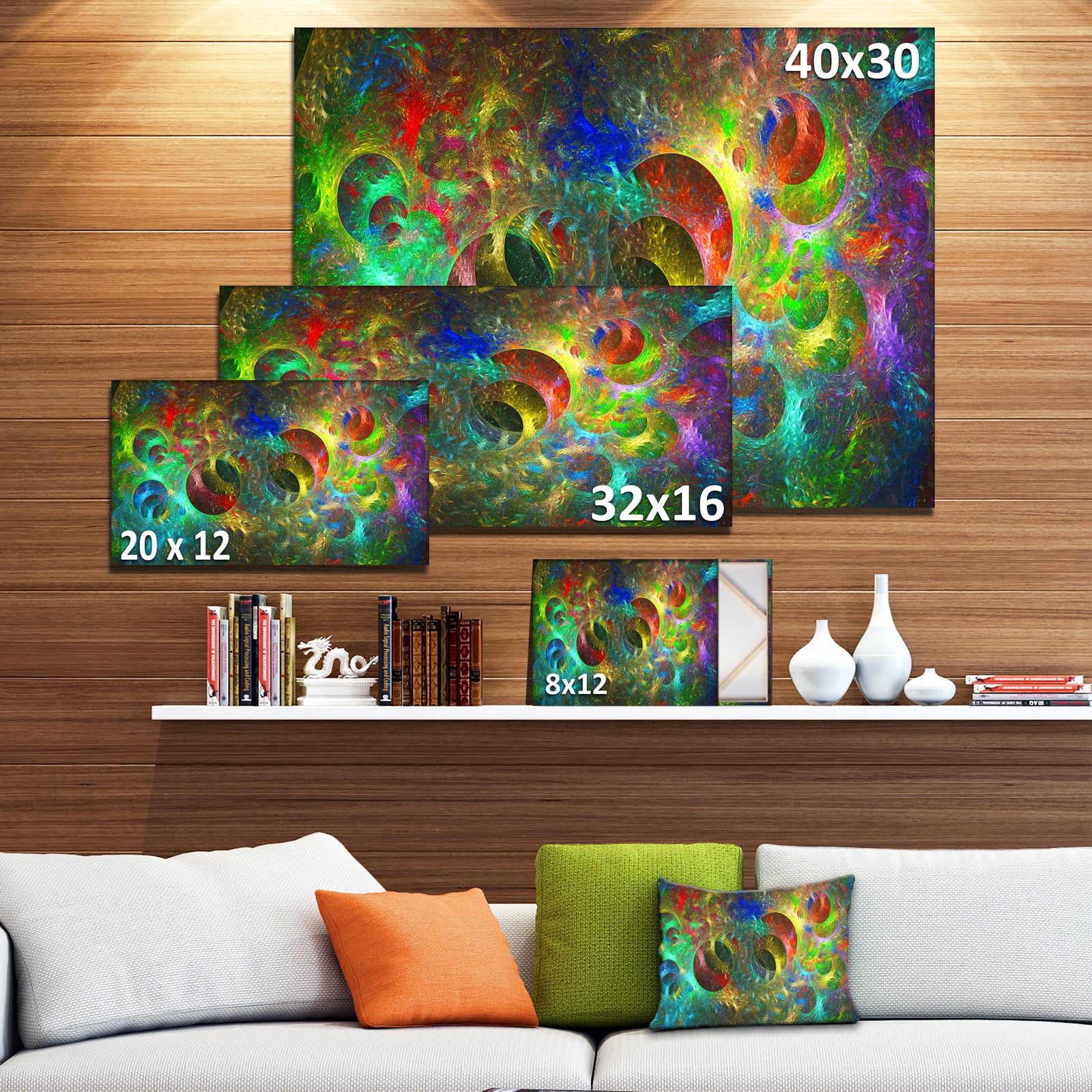Multi-Color Glowing Circles - Abstract Artwork on Canvas