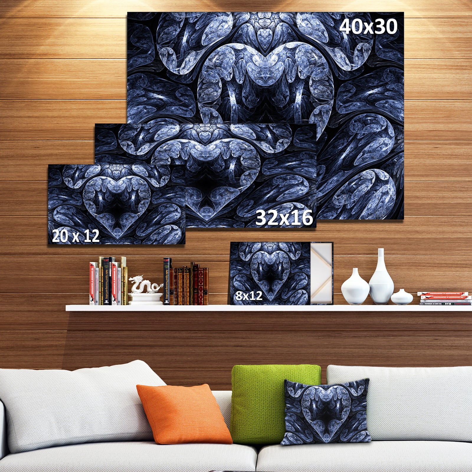 Cold Mystical Fractal Heart - Abstract Artwork on Canvas