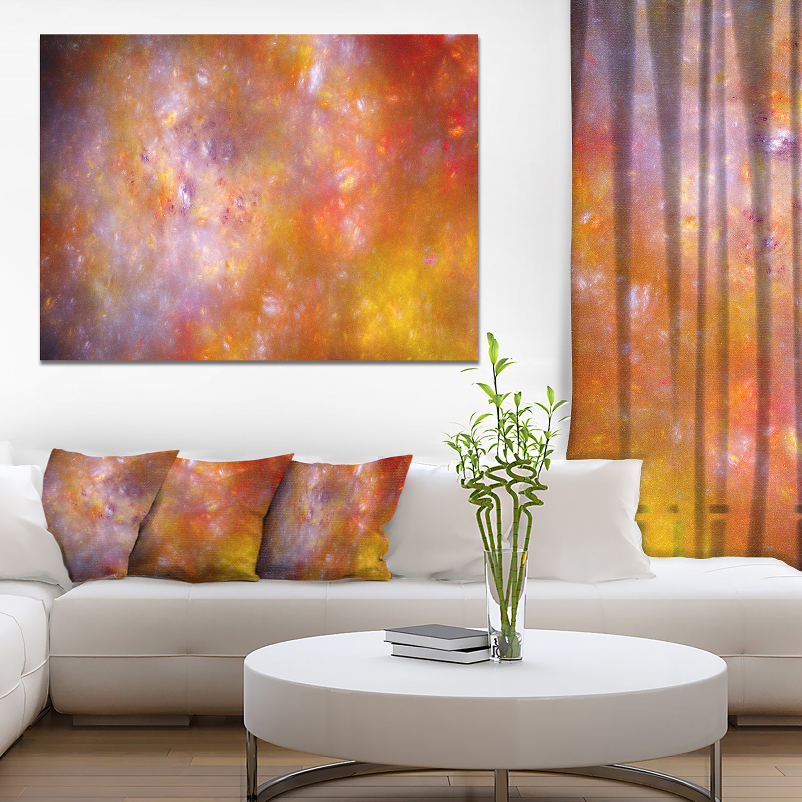 Yellow Starry Fractal Sky - Abstract Artwork on Canvas