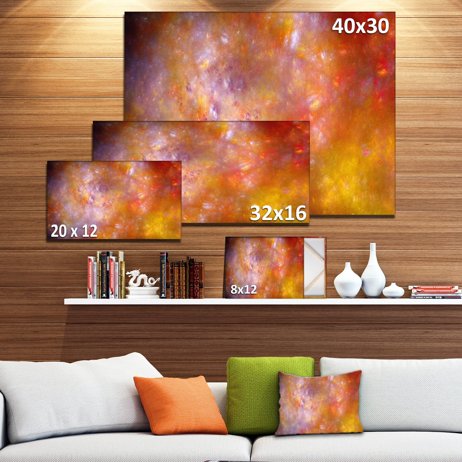 Yellow Starry Fractal Sky - Abstract Artwork on Canvas