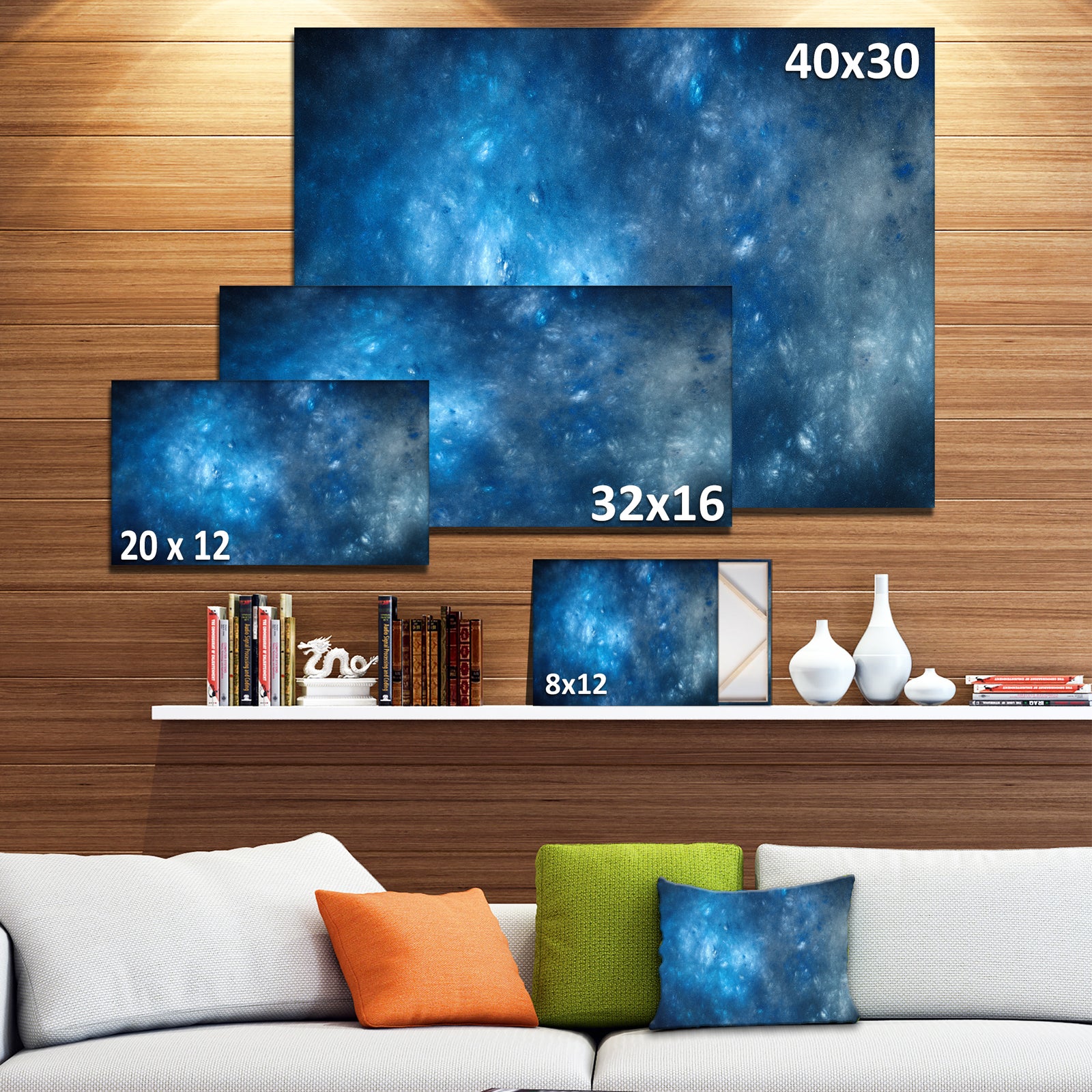 Clear Blue Starry Fractal Sky - Abstract Artwork on Canvas
