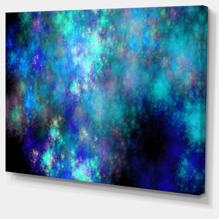 Light Blue Starry Fractal Sky - Abstract Artwork on Canvas