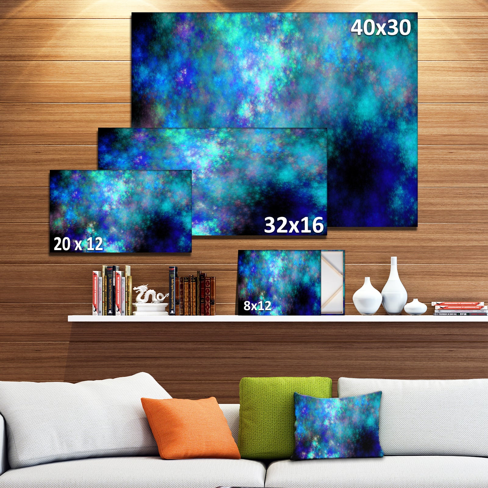 Light Blue Starry Fractal Sky - Abstract Artwork on Canvas