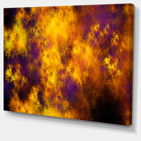 Cloudy Orange Starry Fractal Sky - Abstract Artwork on Canvas