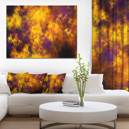 Cloudy Orange Starry Fractal Sky - Abstract Artwork on Canvas