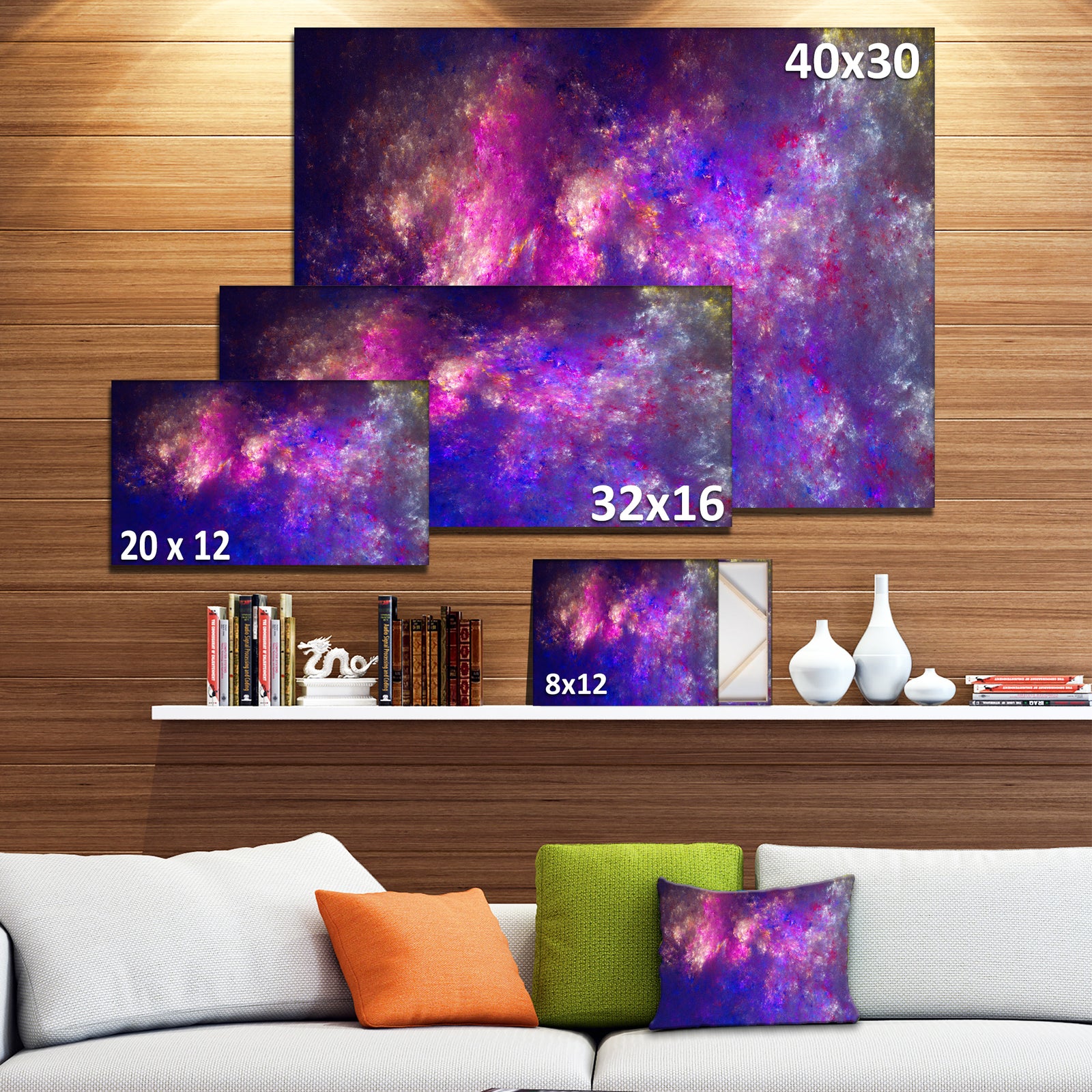 Clear Purple Starry Fractal Sky - Abstract Artwork on Canvas