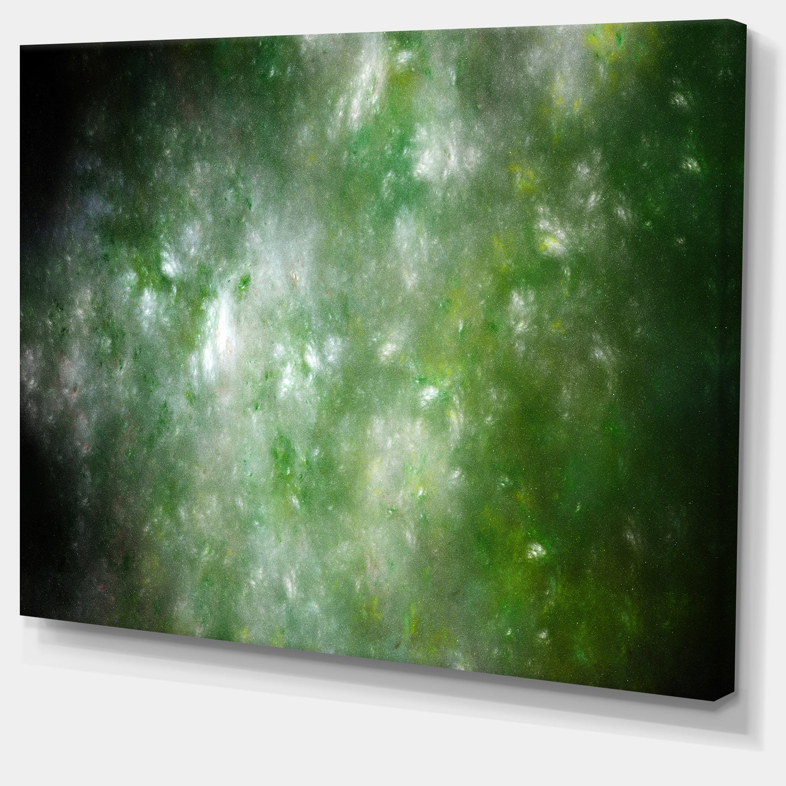 Blur Green Starry Fractal Sky - Abstract Artwork on Canvas