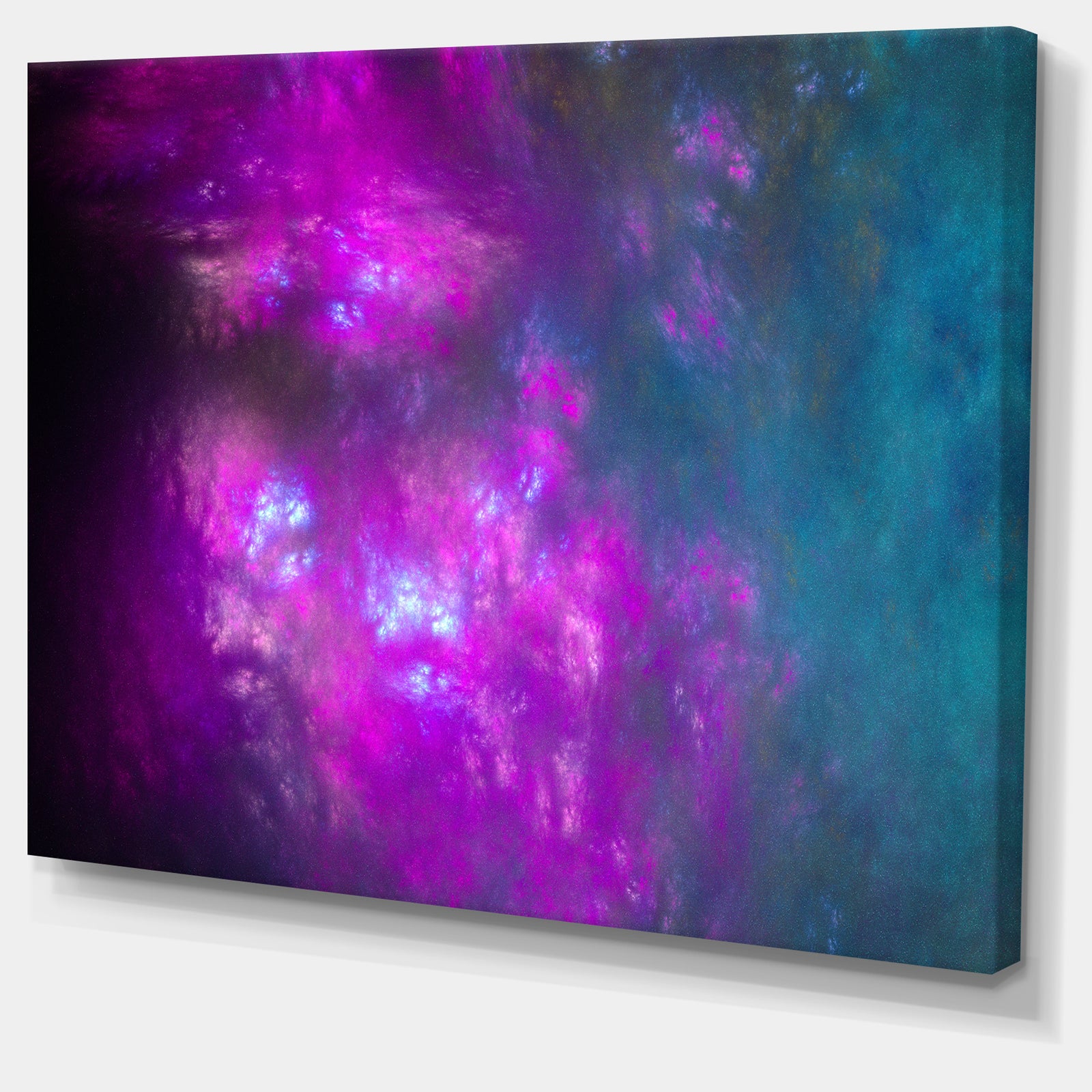 Purple Blue Starry Fractal Sky - Abstract Artwork on Canvas