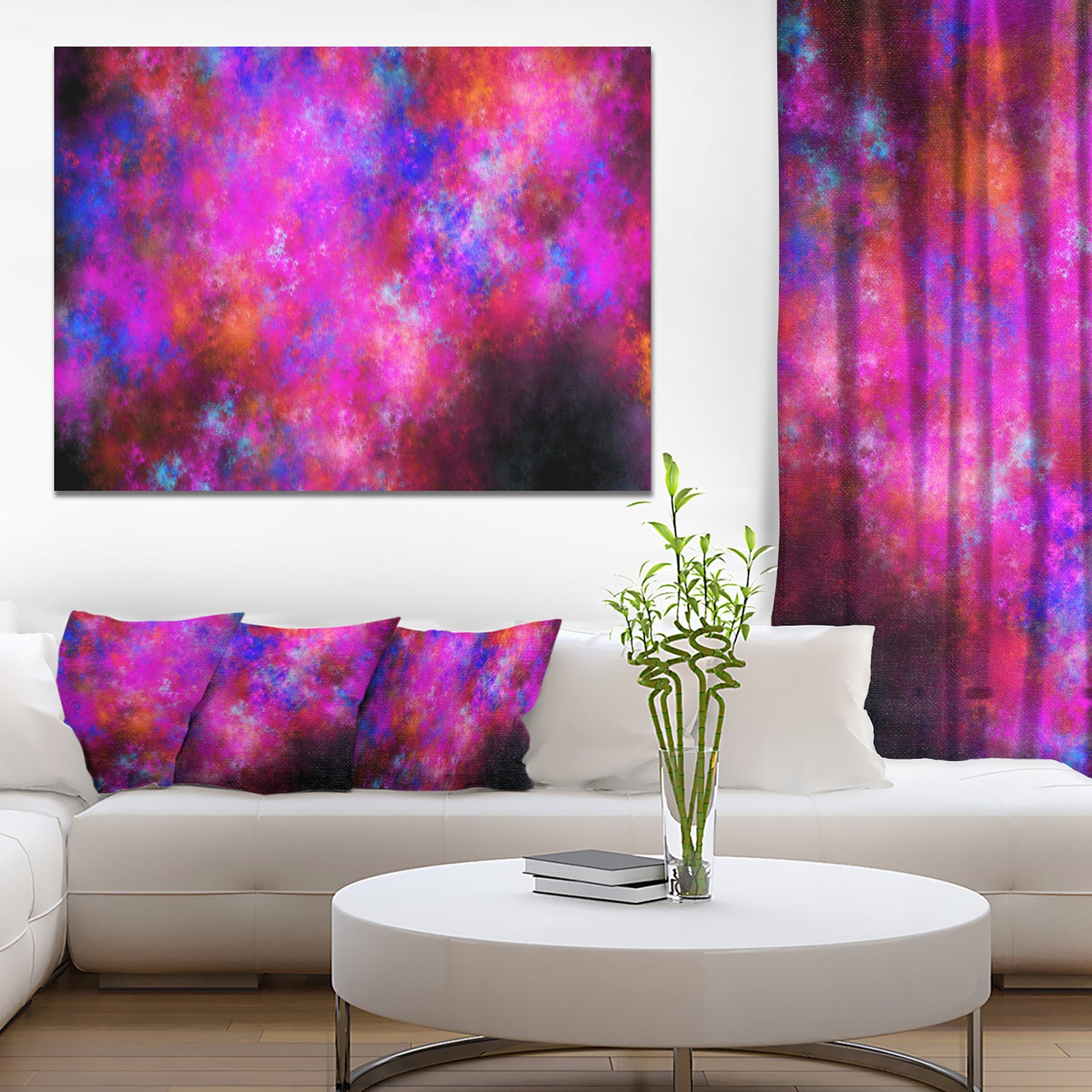 Red Blue Starry Fractal Sky - Abstract Art on Canvas