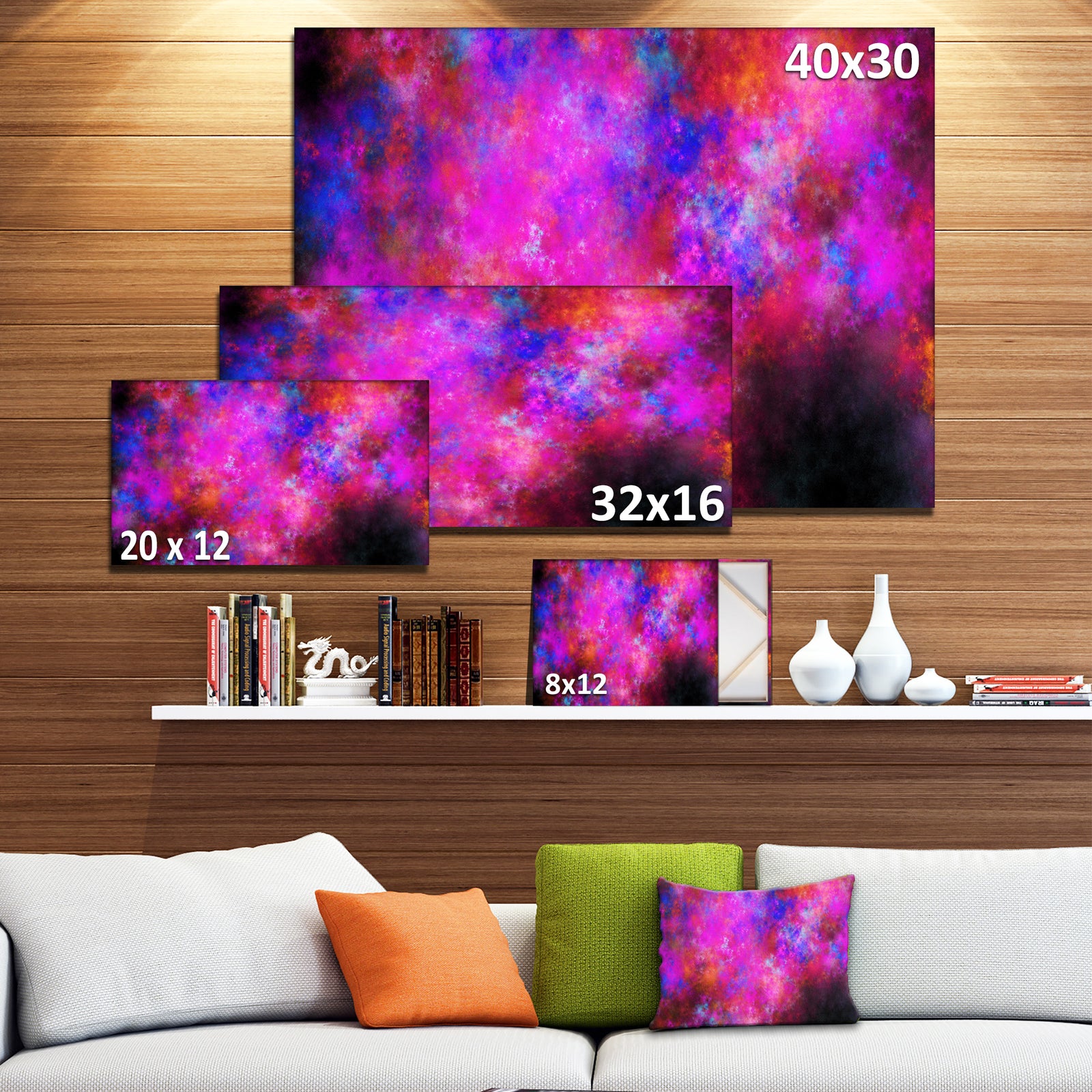 Red Blue Starry Fractal Sky - Abstract Art on Canvas