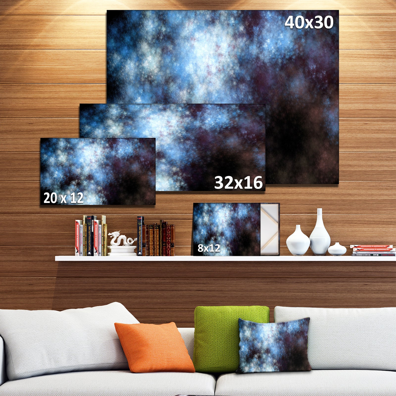 Blue White Starry Fractal Sky - Abstract Art on Canvas