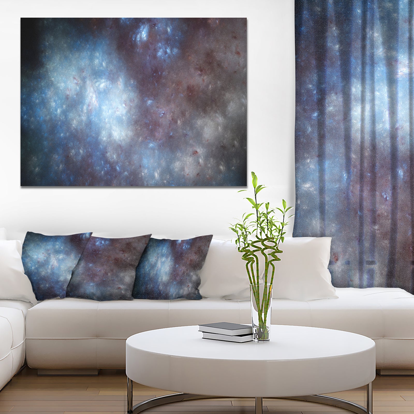 Blue Grey Starry Fractal Sky - Abstract Art on Canvas