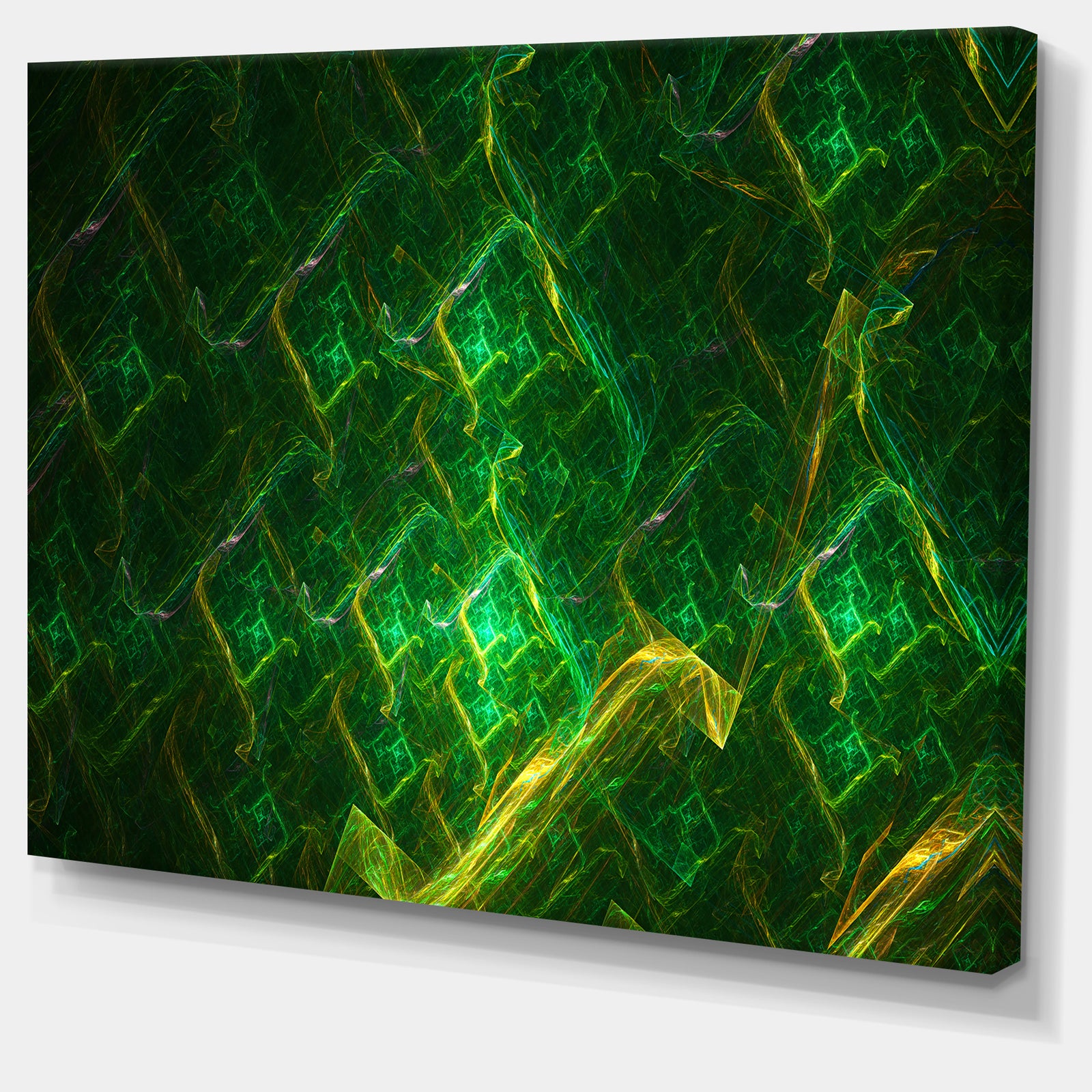 Green Fractal Electric Lightning - Abstract Art on Canvas