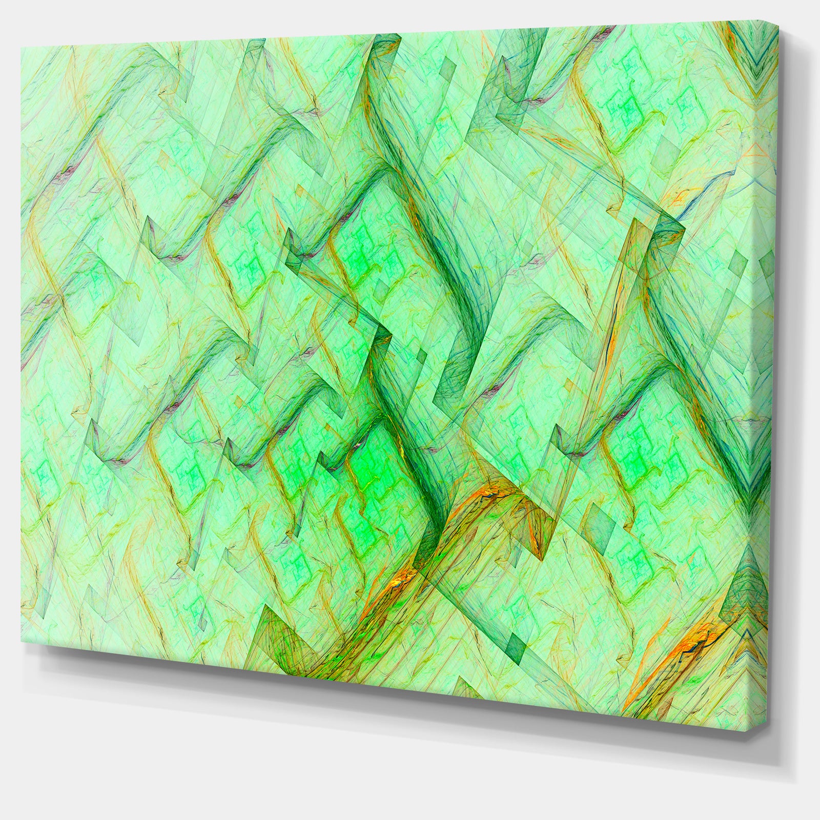 Light Green Electric Lightning - Abstract Art on Canvas