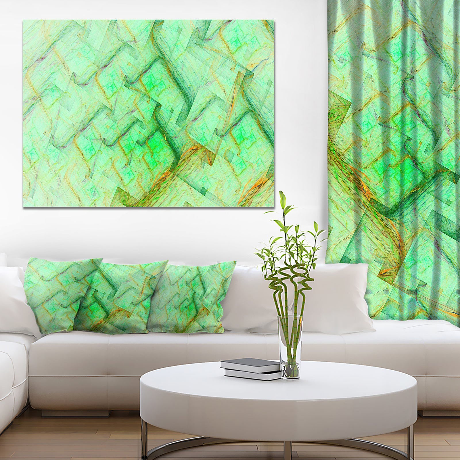 Light Green Electric Lightning - Abstract Art on Canvas