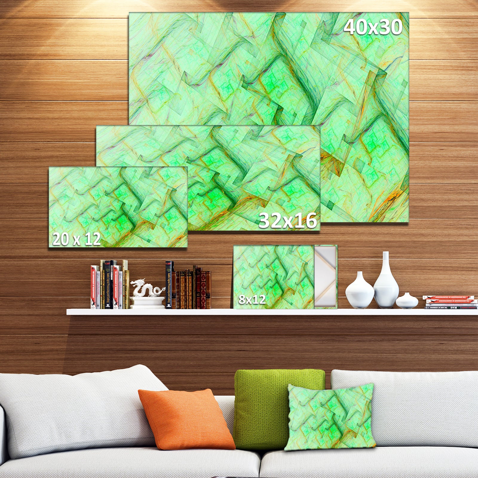 Light Green Electric Lightning - Abstract Art on Canvas