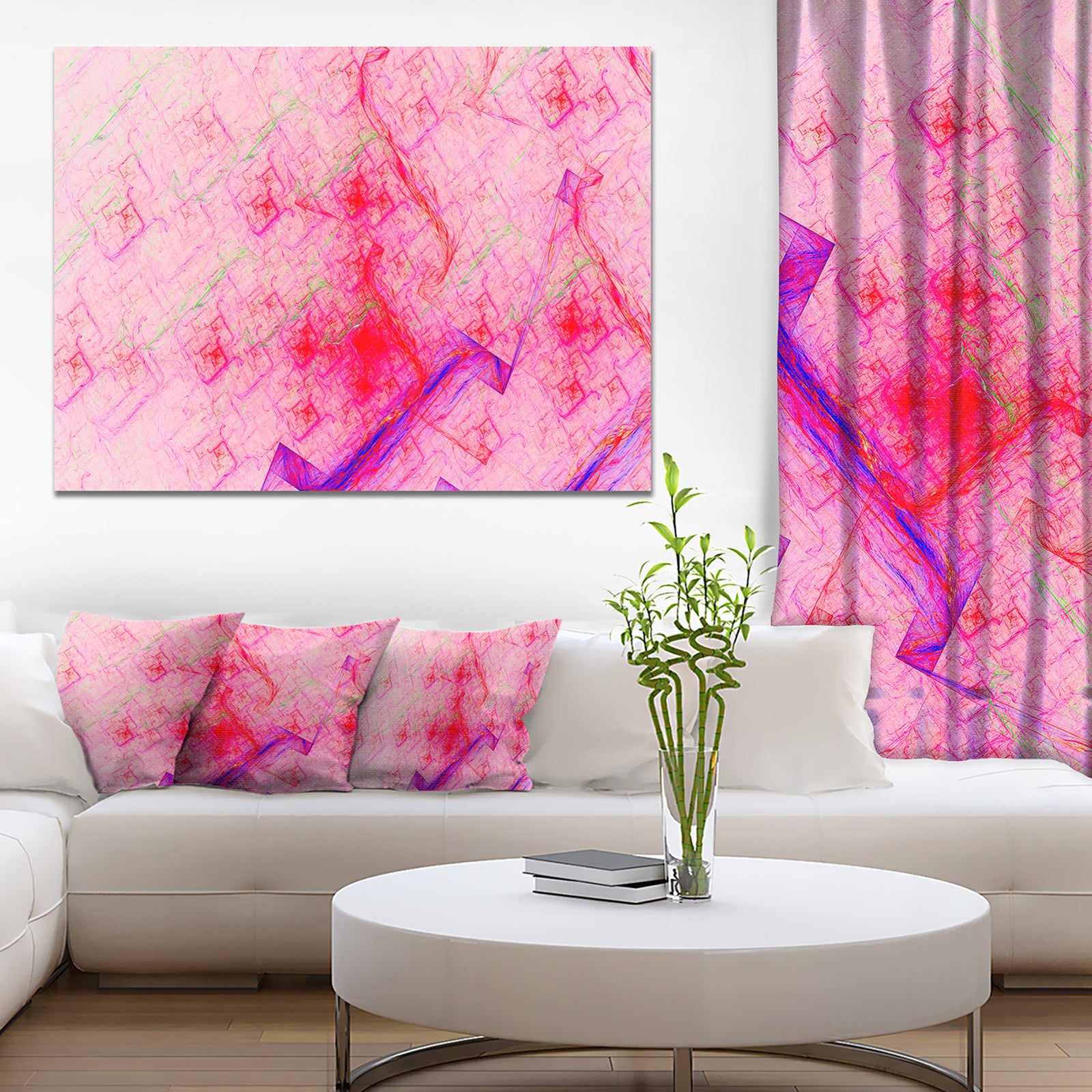Pink Fractal Electric Lightning - Abstract Art on Canvas
