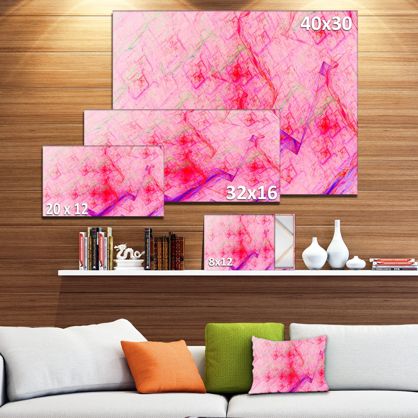 Pink Fractal Electric Lightning - Abstract Art on Canvas