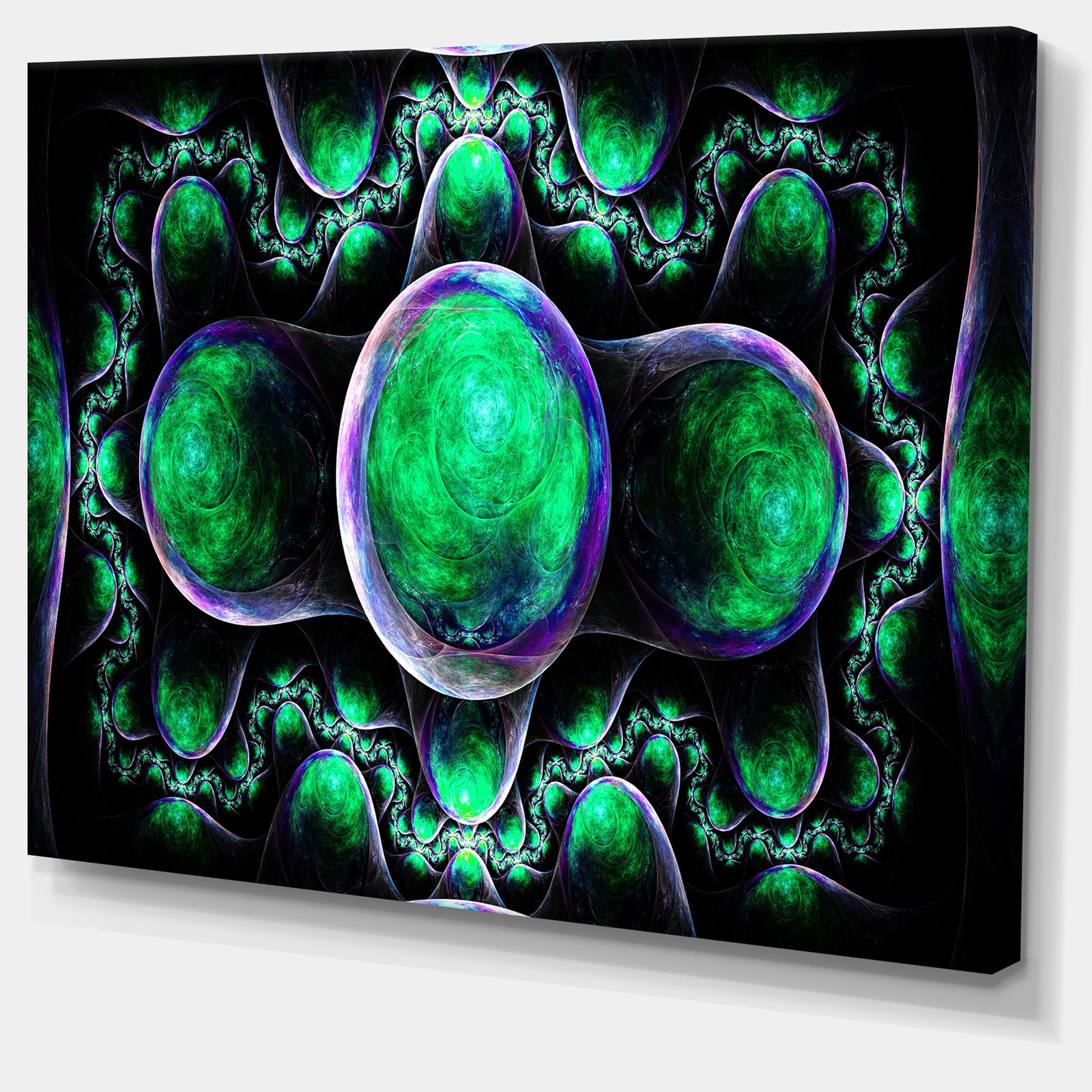 Green Exotic Fractal Pattern - Abstract Art on Canvas