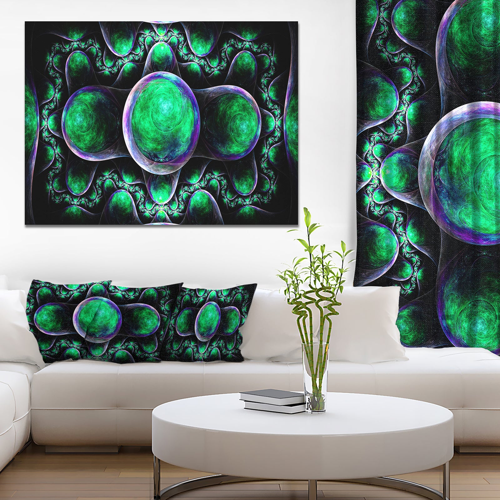 Green Exotic Fractal Pattern - Abstract Art on Canvas