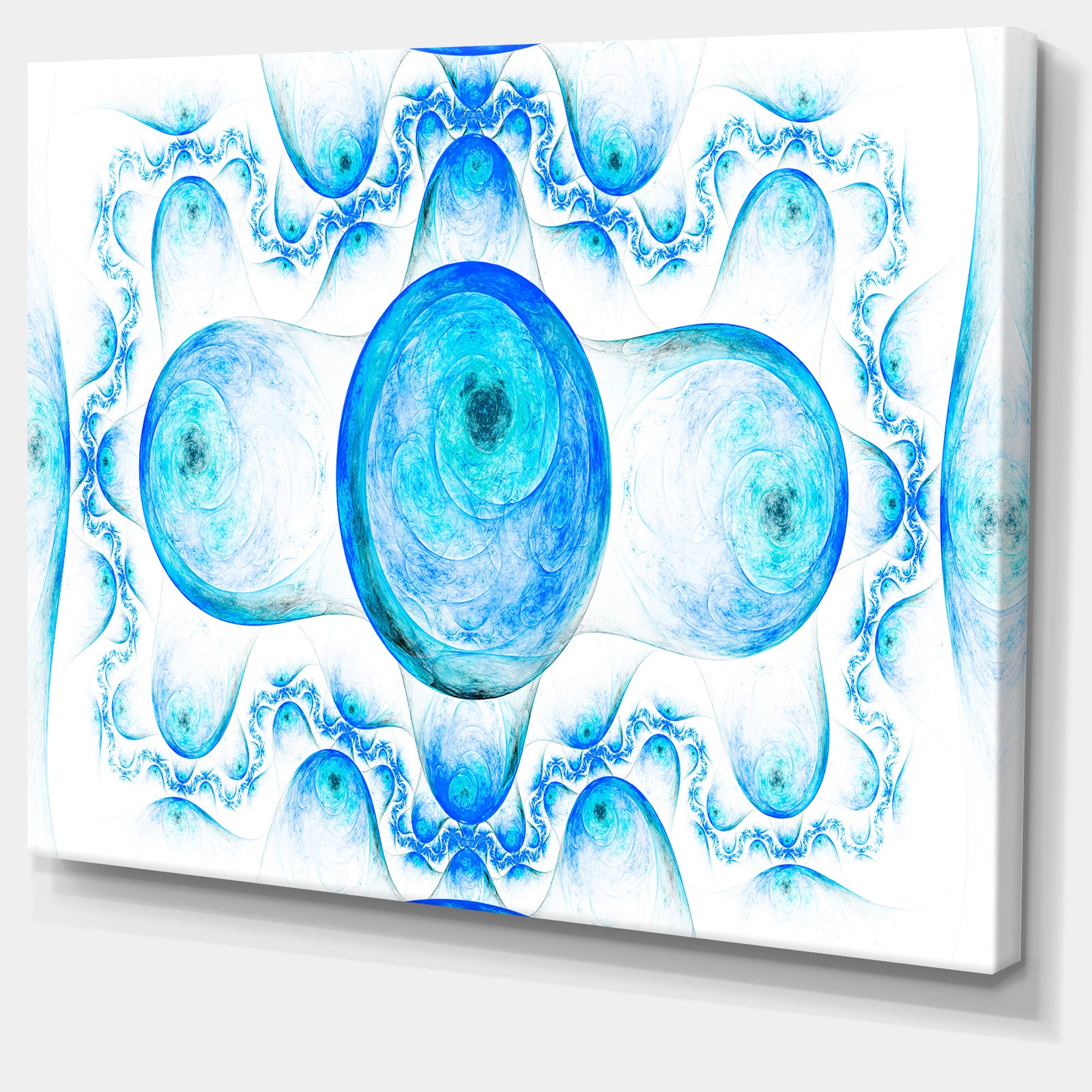 Blue Exotic Fractal Pattern - Abstract Art on Canvas