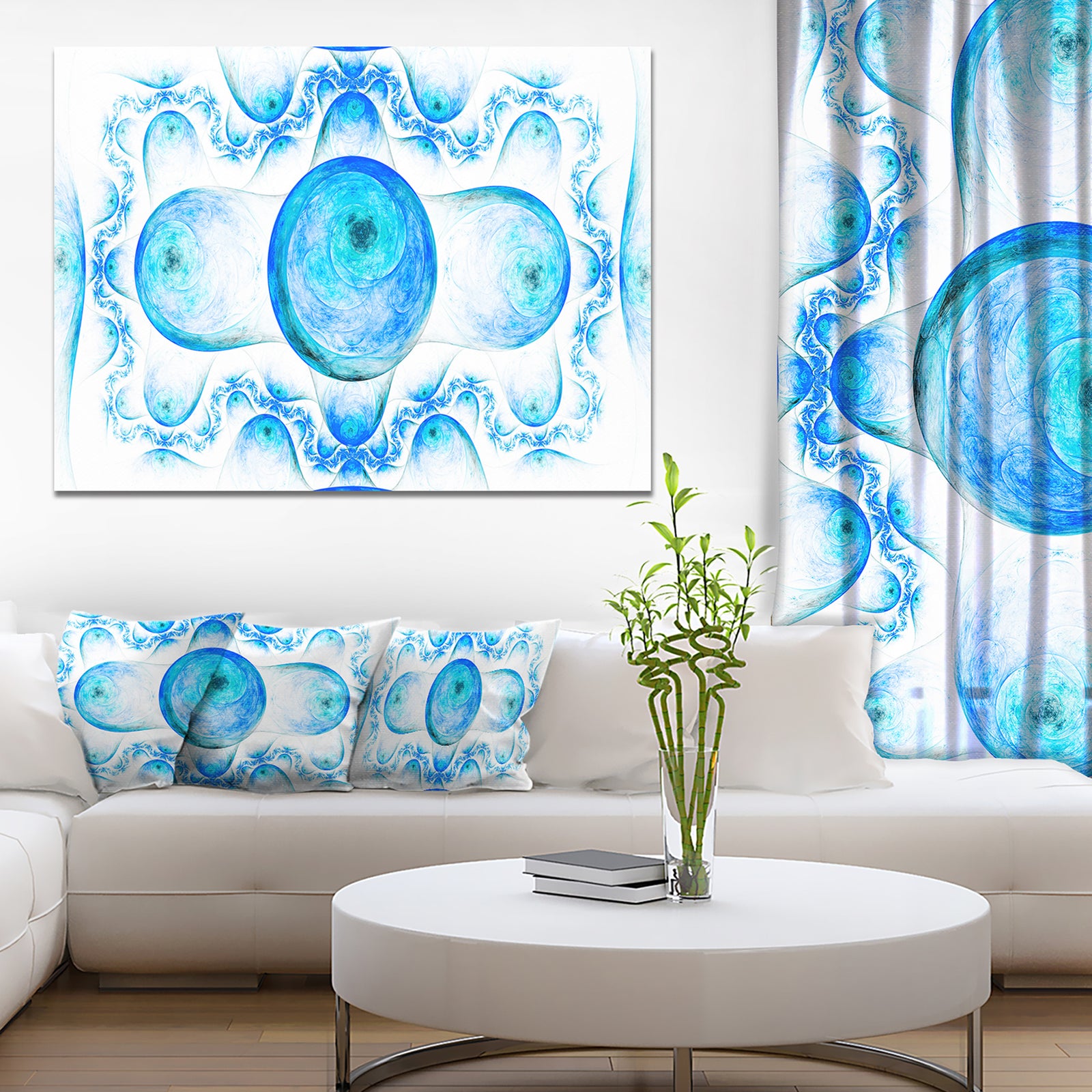 Blue Exotic Fractal Pattern - Abstract Art on Canvas