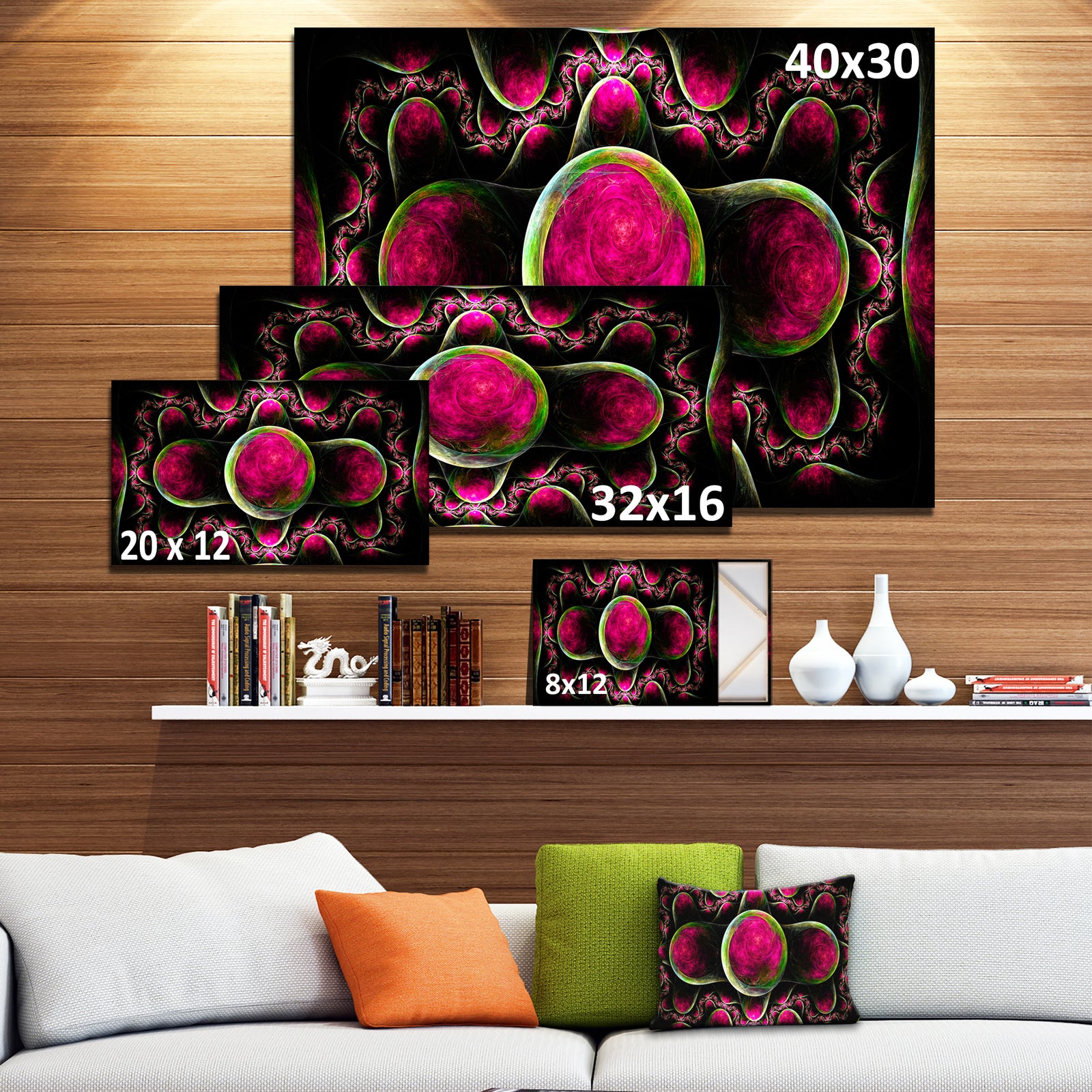 Pink Exotic Fractal Pattern - Abstract Art on Canvas