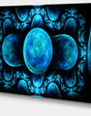 Blue Exotic Pattern on Black - Abstract Art on Canvas