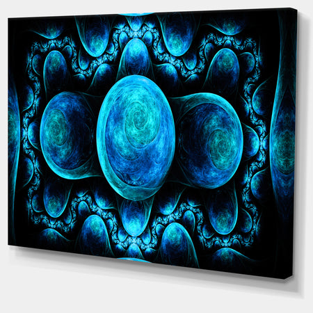 Blue Exotic Pattern on Black - Abstract Art on Canvas