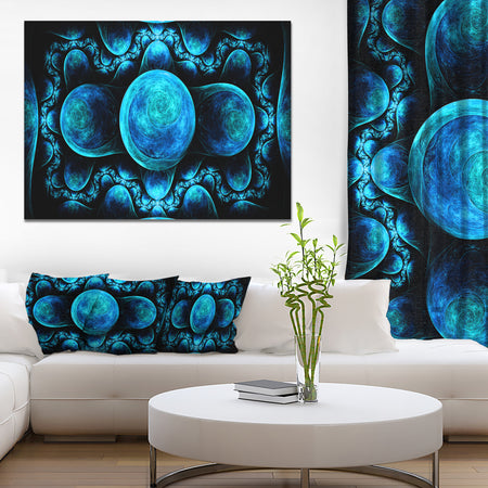 Blue Exotic Pattern on Black - Abstract Art on Canvas