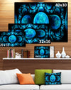 Blue Exotic Pattern on Black - Abstract Art on Canvas