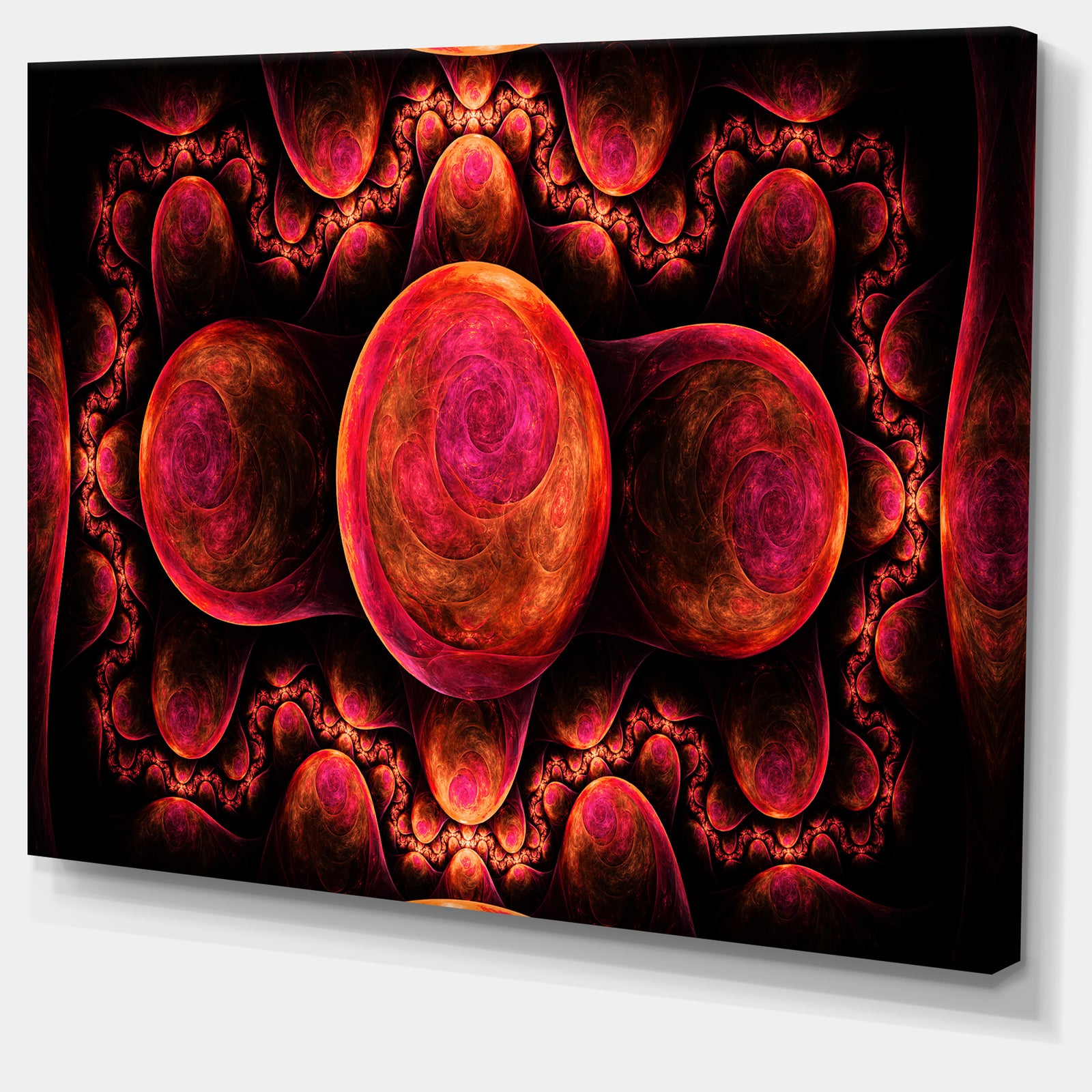 Red Exotic Fractal Pattern - Abstract Art on Canvas