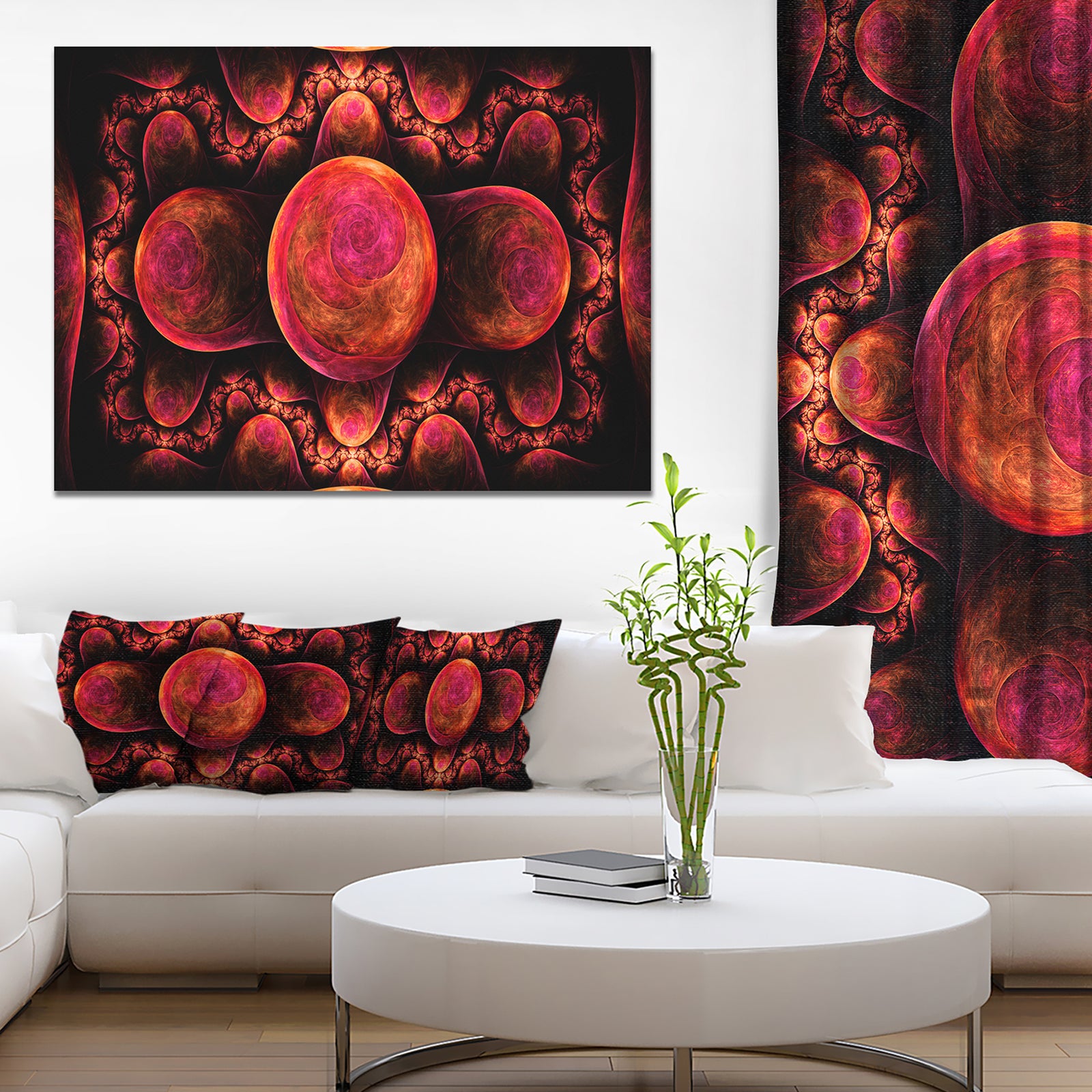 Red Exotic Fractal Pattern - Abstract Art on Canvas