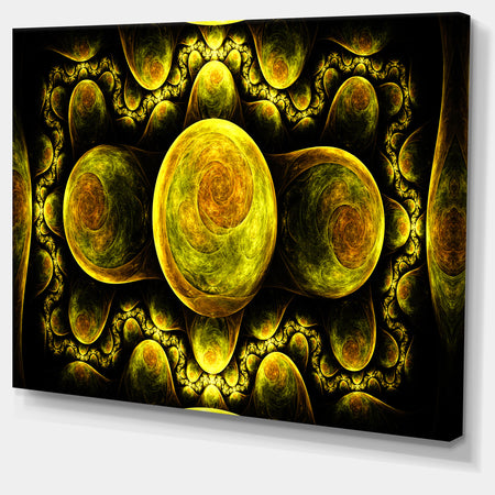 Yellow Exotic Fractal Pattern - Abstract Art on Canvas