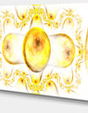 Yellow Exotic Pattern on White - Abstract Art on Canvas