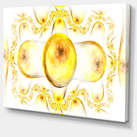 Yellow Exotic Pattern on White - Abstract Art on Canvas