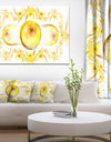 Yellow Exotic Pattern on White - Abstract Art on Canvas