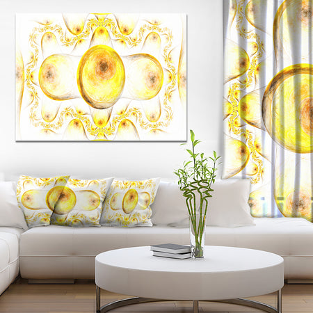 Yellow Exotic Pattern on White - Abstract Art on Canvas