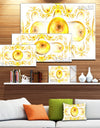 Yellow Exotic Pattern on White - Abstract Art on Canvas