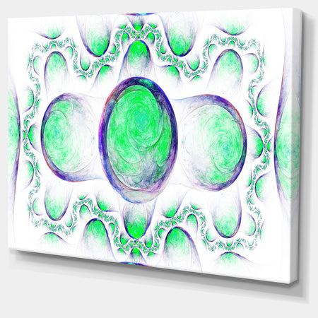 Green Exotic Pattern on White - Abstract Art on Canvas