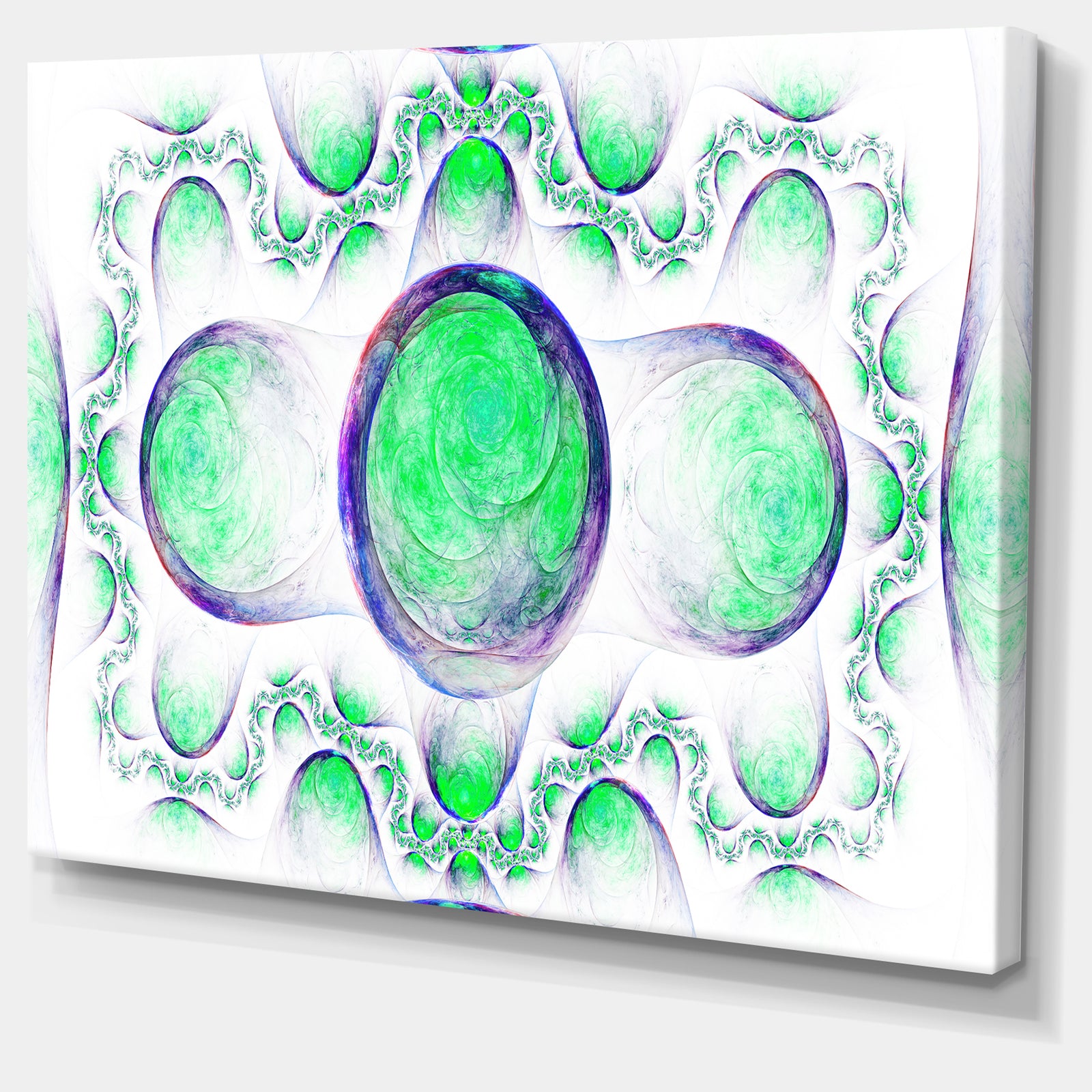 Green Exotic Pattern on White - Abstract Art on Canvas