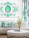 Green Exotic Pattern on White - Abstract Art on Canvas