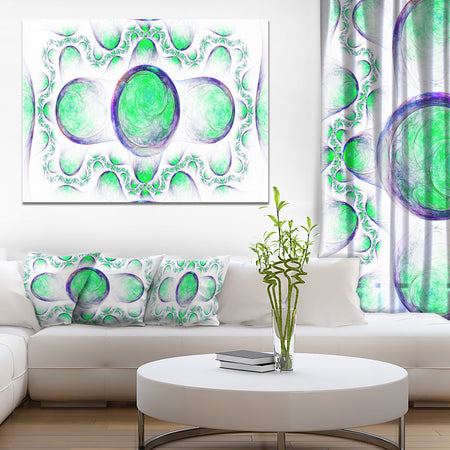 Green Exotic Pattern on White - Abstract Art on Canvas