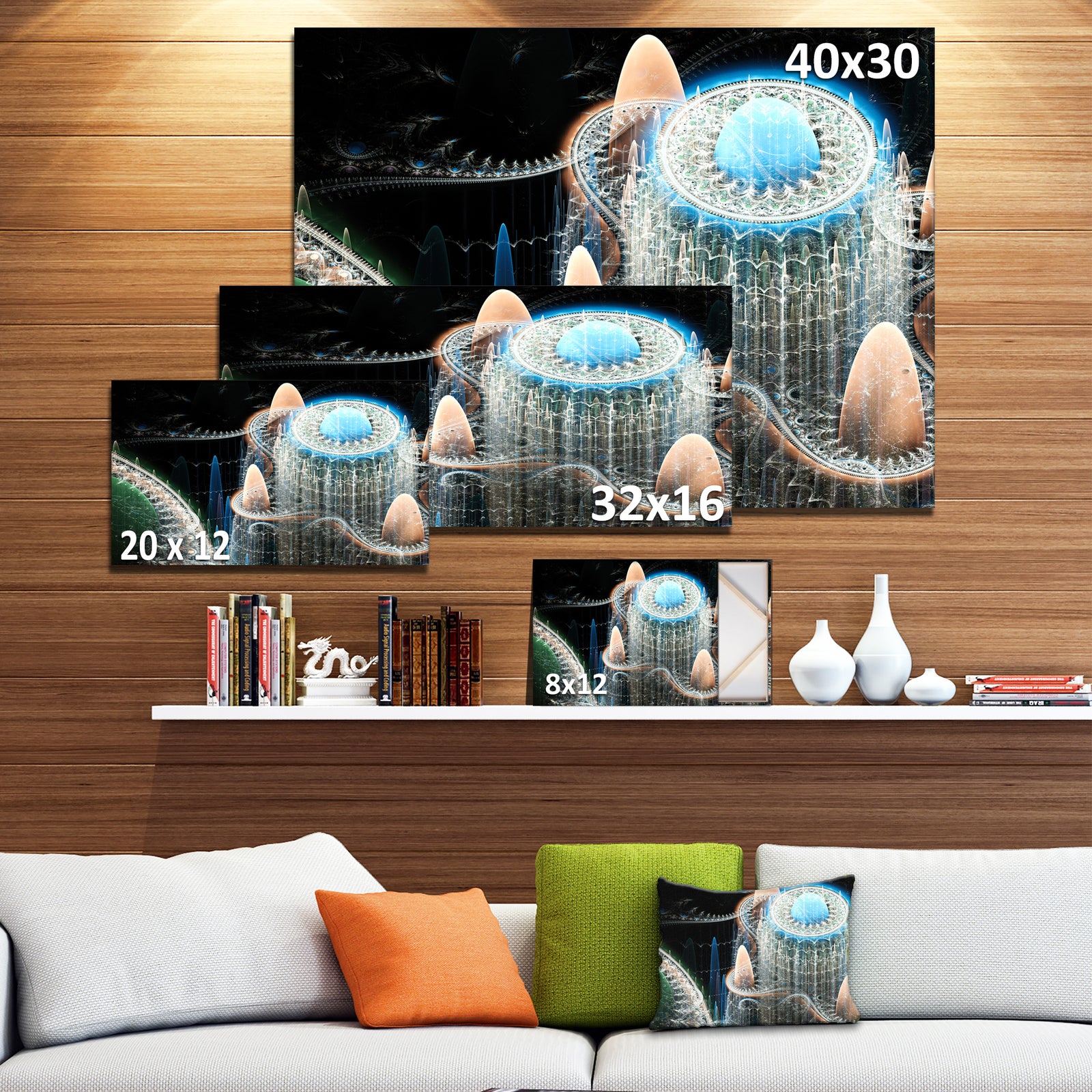 Blue Fractal Infinite World - Abstract Art on Canvas