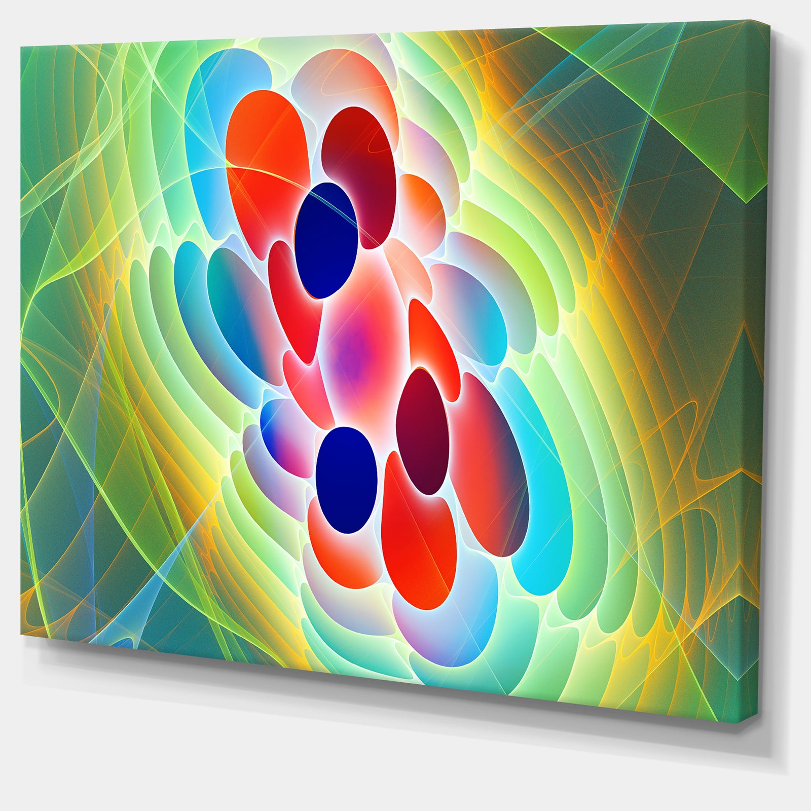 Red Blue Fractal Virus Design - Abstract Art on Canvas