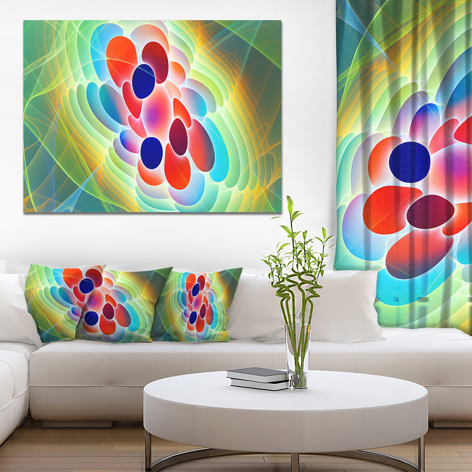 Red Blue Fractal Virus Design - Abstract Art on Canvas