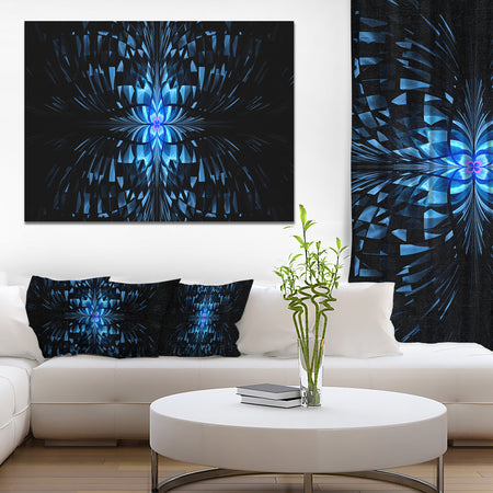 Blue Butterfly Pattern on Black - Abstract Art on Canvas