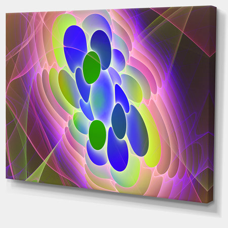 Blue Green Fractal Virus Design - Abstract Art on Canvas