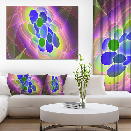 Blue Green Fractal Virus Design - Abstract Art on Canvas